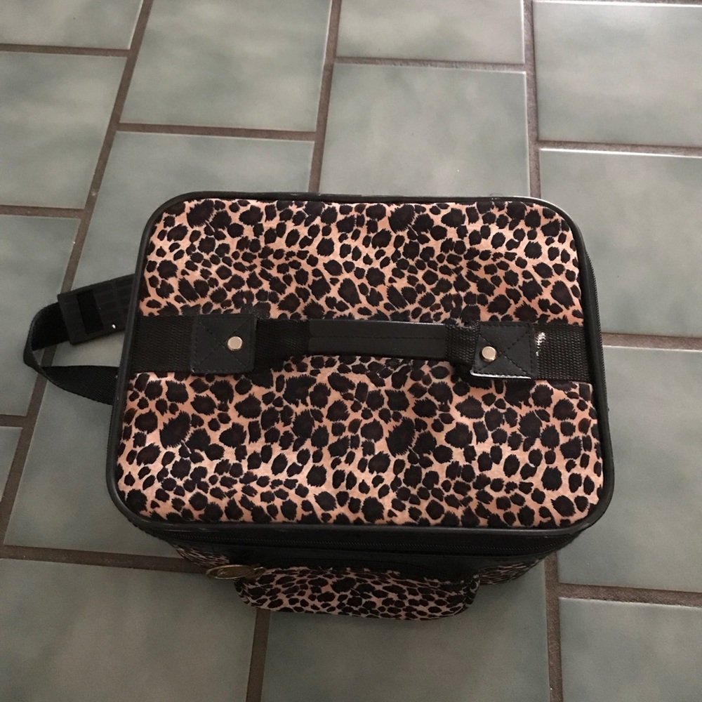 Leopard print makeup bag